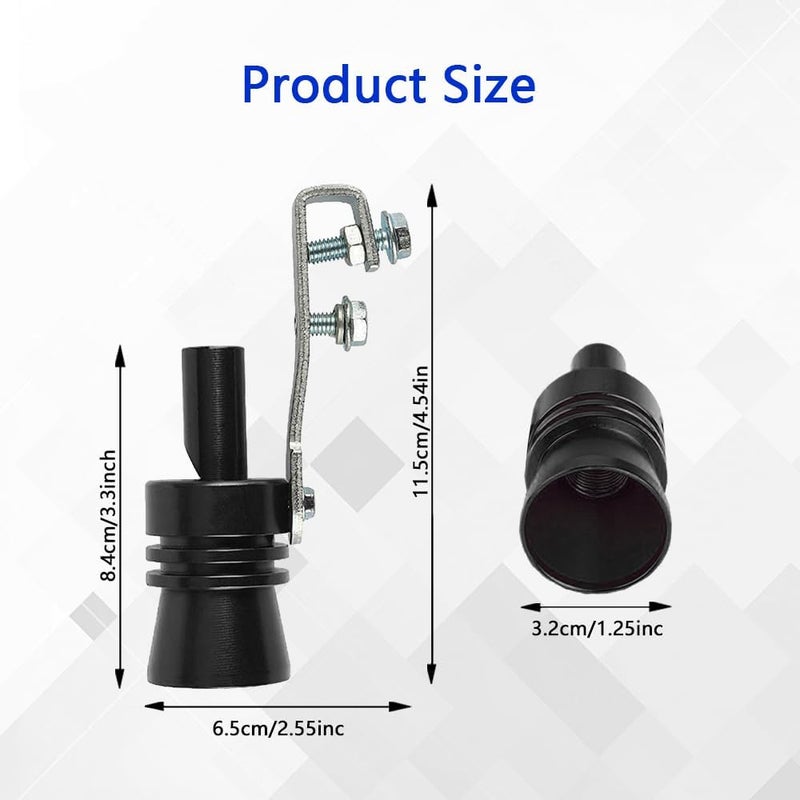 Tecledsn 2Pcs Car Turbo Whistle, Turbo Sound Whistle Exhaust Muffler, XL Size Aluminum Alloy Universal Turbo Sound Exhaust Muffler Pipe Whistle Car Roar Maker (Black) - Image 2